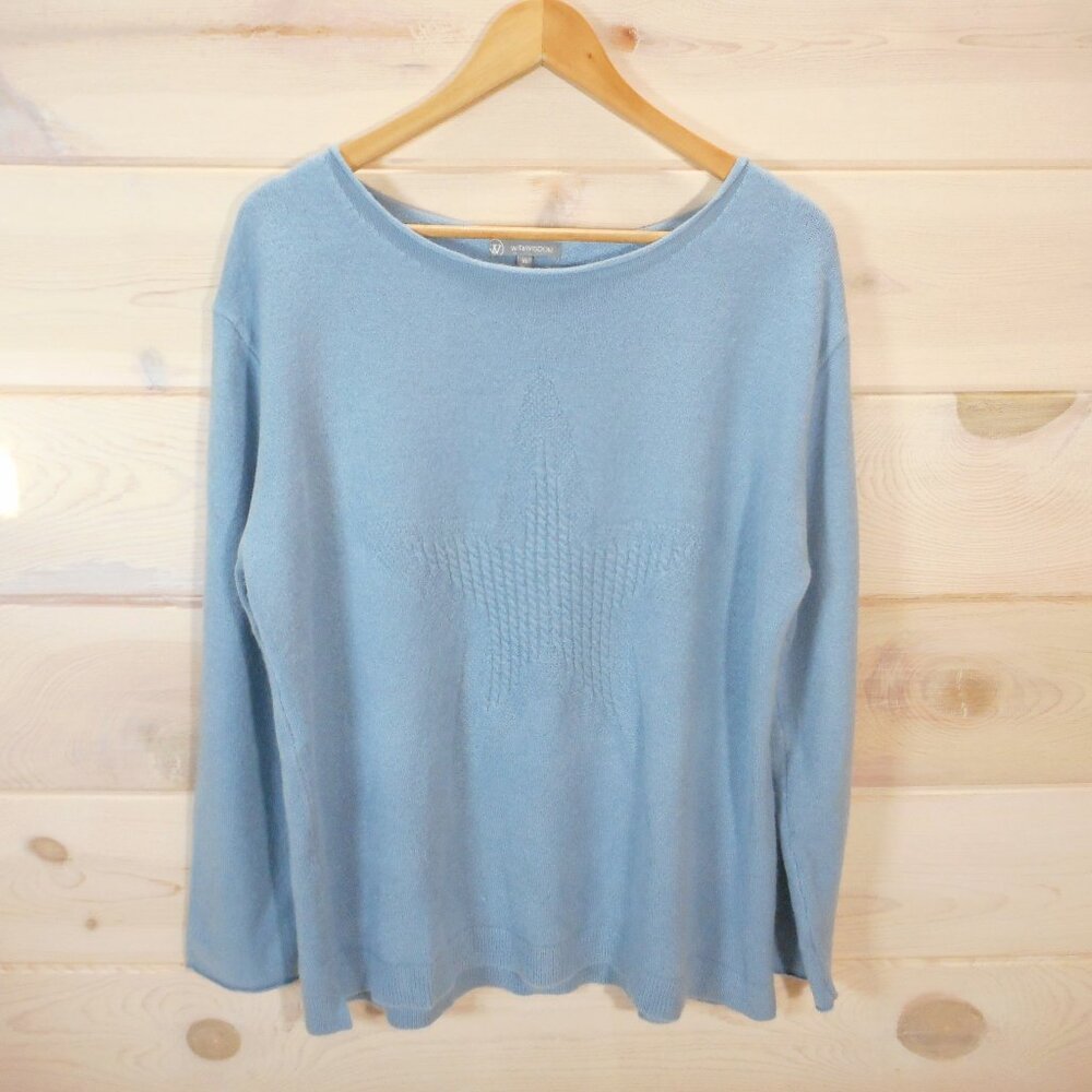 Wit & Wisdom Women's XL Star Knit Sweater Pullover Powder Blue